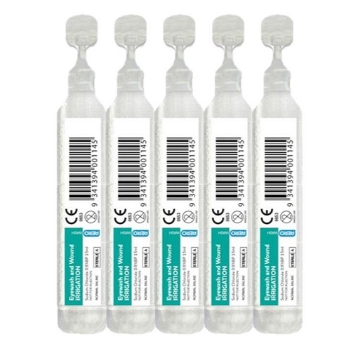 AEROWASH Sodium Chloride Eyewash Ampoule 20ml Saline Solution Pack of 5