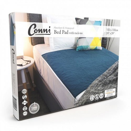 Conni Reusable Bed Pad with Tuck-Ins Teal Blue (CCD-100100-25-1TB)